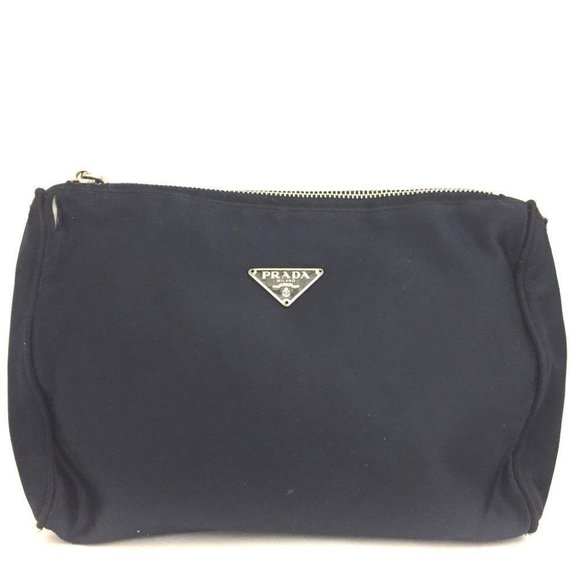 PRADA Logo Plate Nylon Cosmetic Pouch Bag /1G3073 - Picture 1 of 8